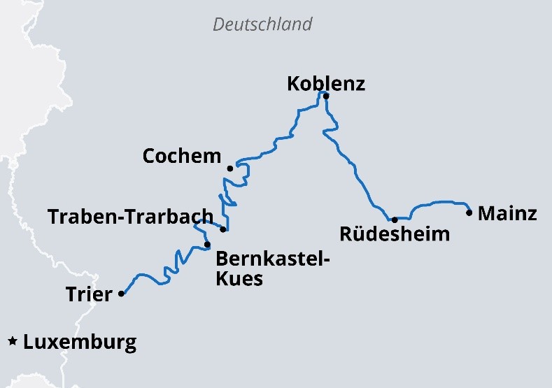 Karte Flussduett Mosel-Rhein