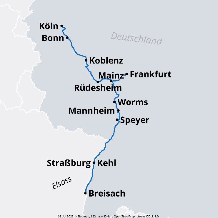 Routenkarte Goldener Rhein